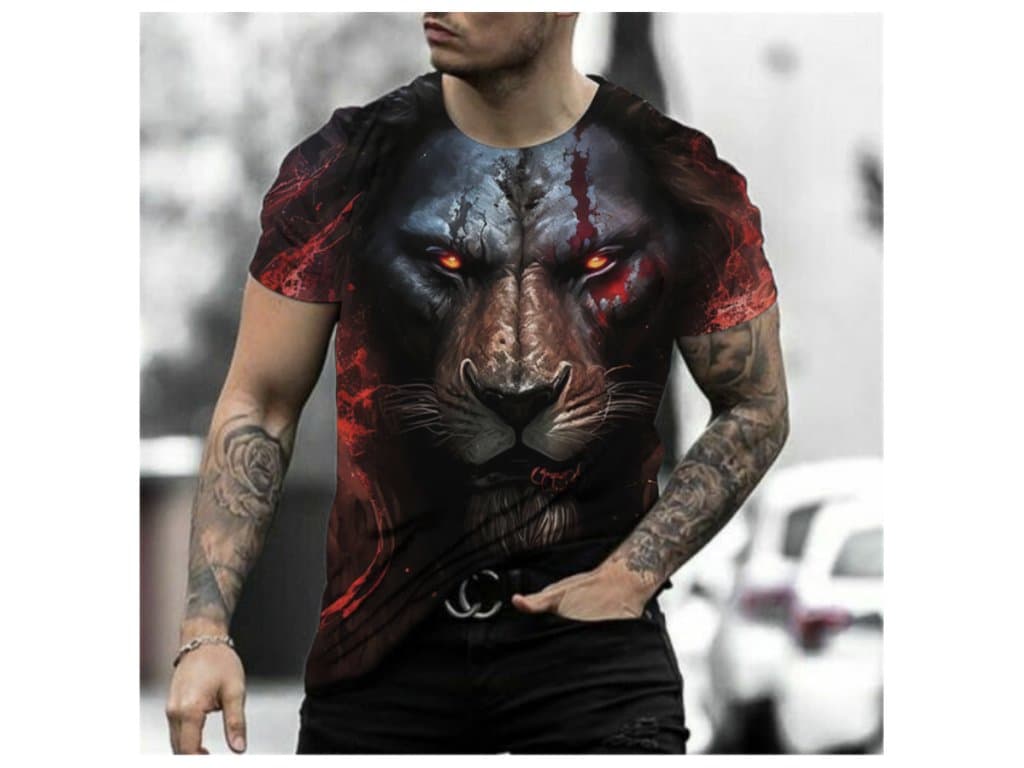 Pánské tričko 3D Beast Lev válečník