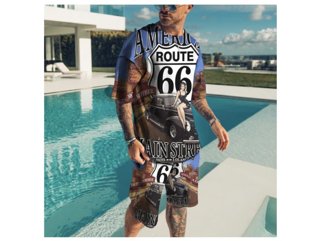Tričko a šortky Pánská letní sada Route 66