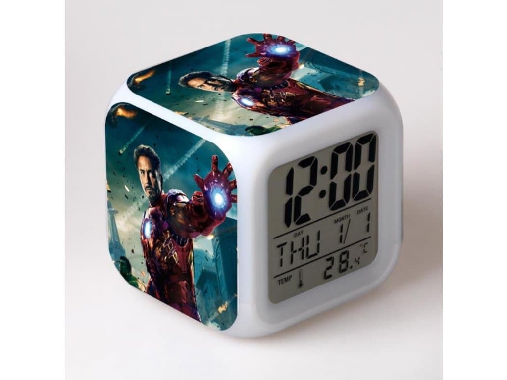 Hodiny a budík LED Iron man