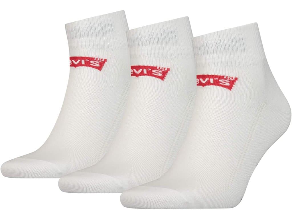 Pánské ponožky Levi's středního střihu, sada 3 párů bílé