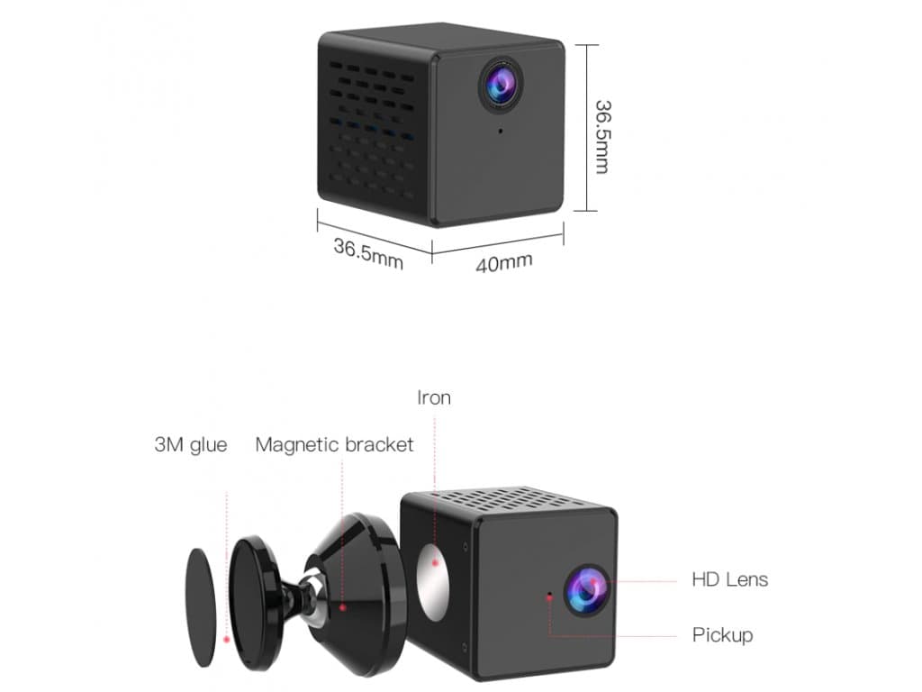 1080P mini bezpečnostní kamera Wifi kamera a DV rekordér 2 v 1