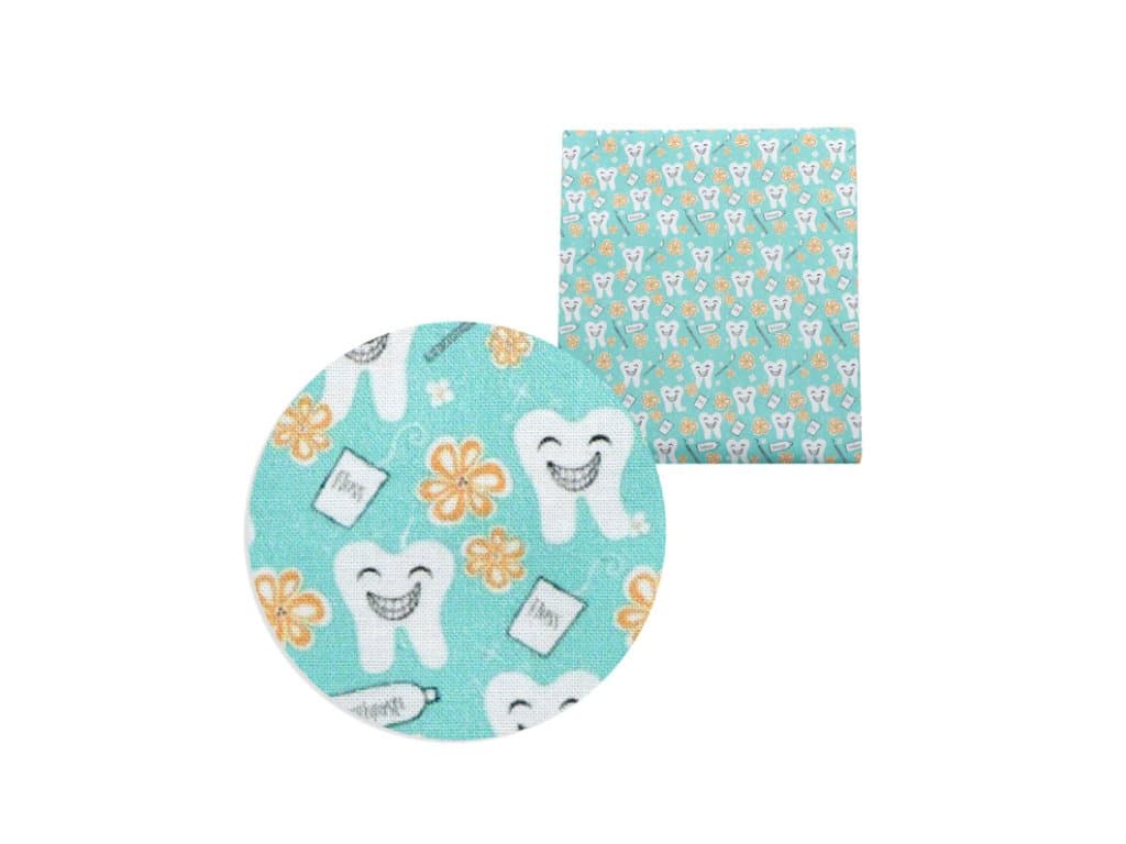 Polyesterová bavlněná tkanina látka Zdravotní potisk Zuby