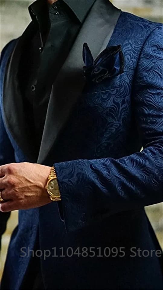 Pánský dvoudílný slim fit svatební oblek - jednořadé sako, kalhoty, formální, smoking, párty, maturitní ples