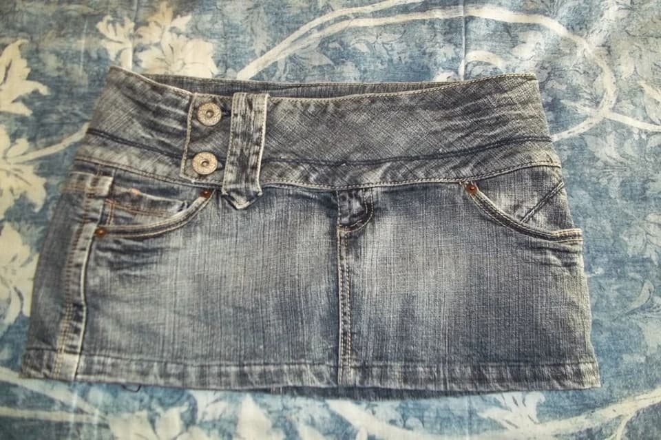 Gotická džínová minisukně pro ženy světle modrá s nízkým pasem, vintage kawaii krátká džínová sukně