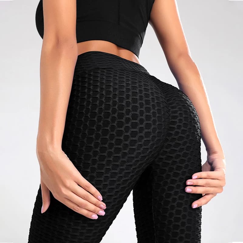 Dámské legíny na jógu s vysokým pasem a push-up efektem - kalhoty na cvičení v posilovně, plus size