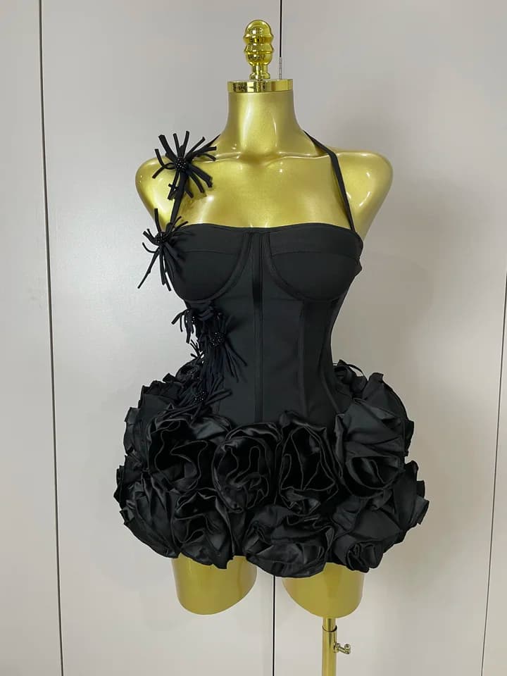 Dámské dvoudílné šaty s ramínky na ramínka - Elegantní koktejlové šaty na ples, červeno-černé