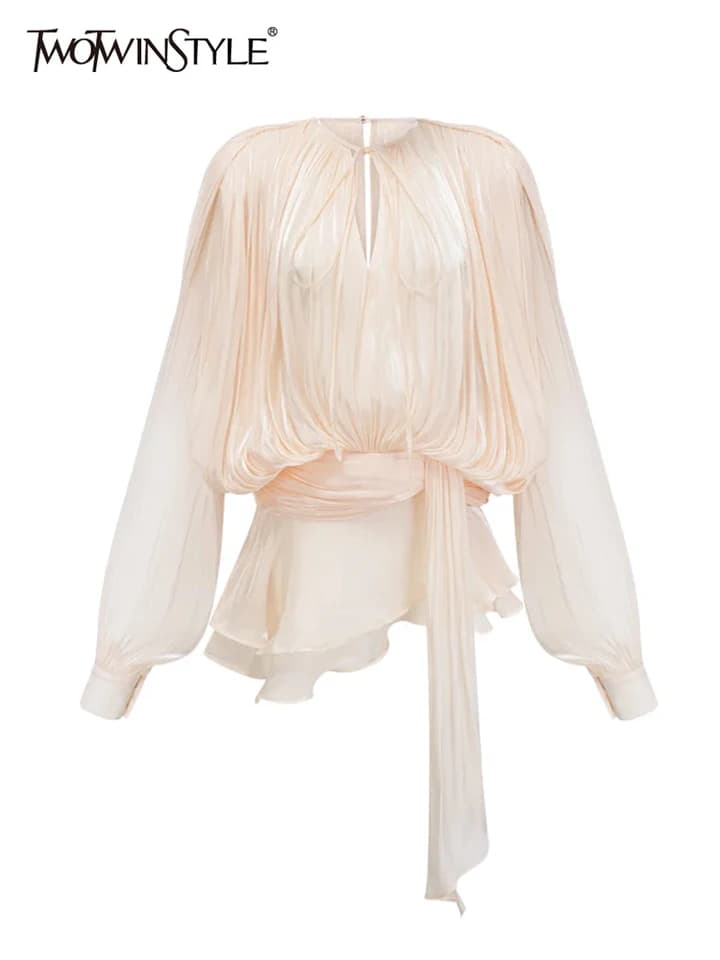 Elegantní volánkové mini šaty pro ženy s kulatým výstřihem, rukávy s lucernou a vysokým pasem