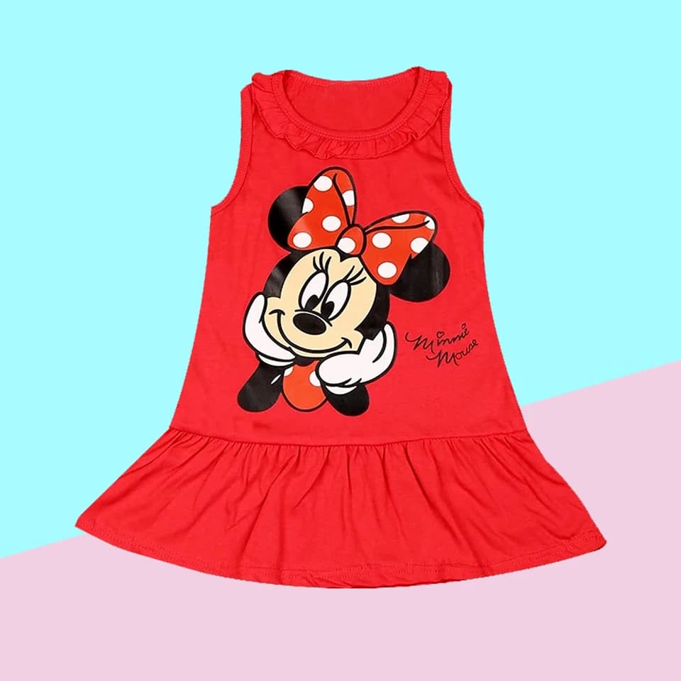 Girls Cotton Summer Dress Cartoon Princess Style Red Toddler Dress Ages 1-6 Years Kids Clothing
