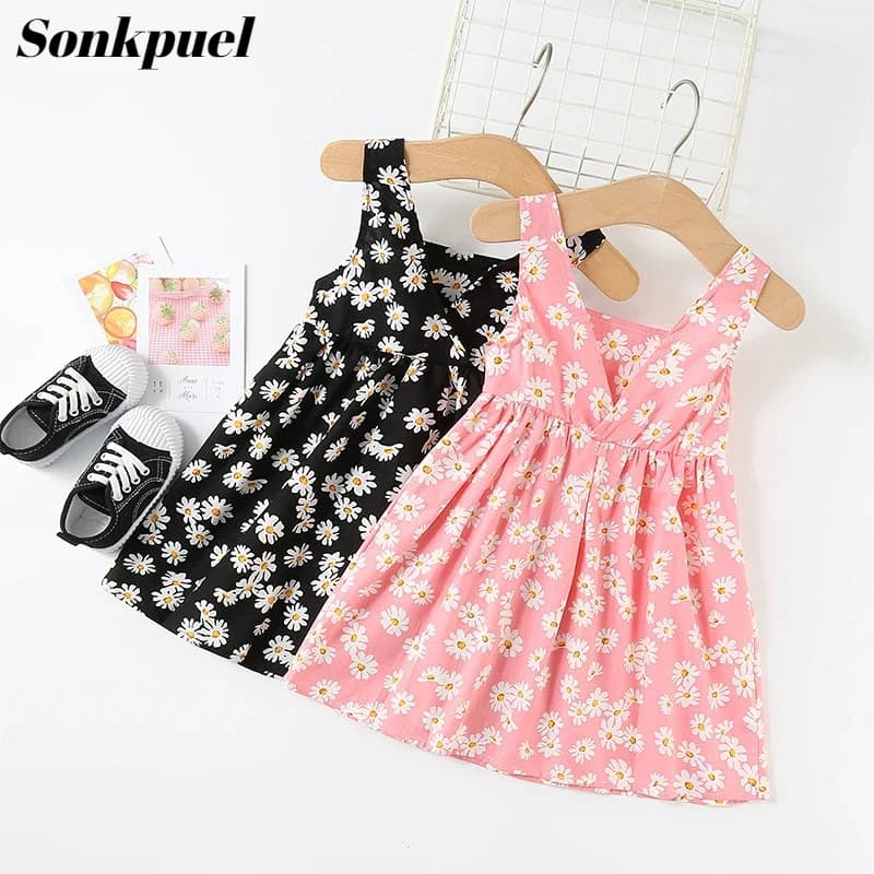 Girls Sleeveless Floral Princess Dress Summer Party Outfit Bow Kids Formal Pageant Clothing