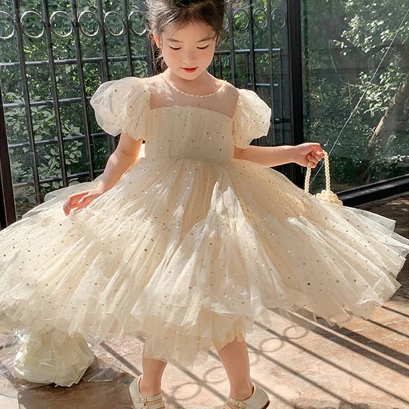 Girls Summer Princess Dress - Cute Sweet Tulle Party Dress for Kids Children Formal Wear