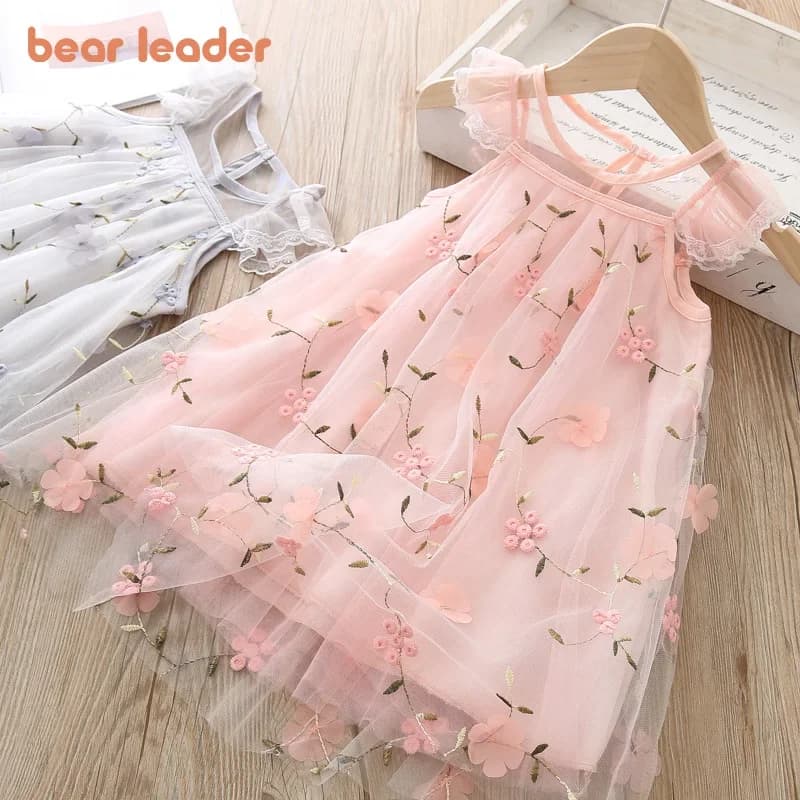 Girls Summer Princess Dress Lace Embroidery Flower Girl Party Dress Kids Formal Wear