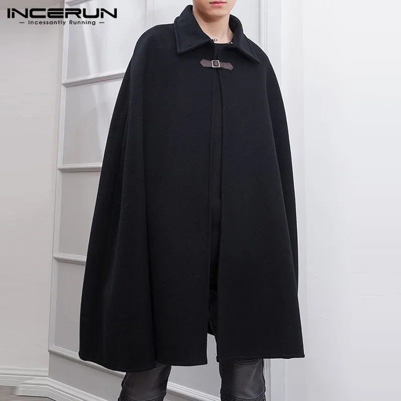 Pánský plášťový kabát s jedním knoflíkem, plášťový trenčkot, ležérní streetwear, pončo, velikost S-5XL