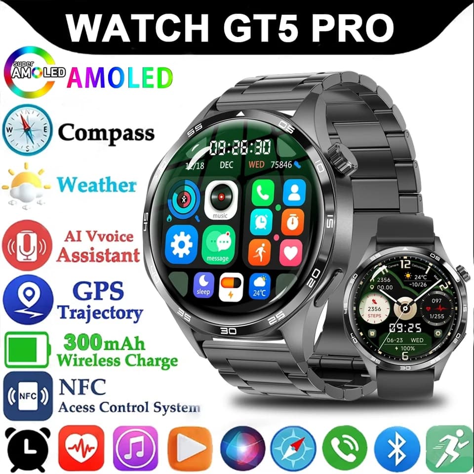 GPS Chytré hodinky pro muže 360x360 AMOLED displej s monitorem tepové frekvence Bluetooth volání IP67 Voděodolné 2024
