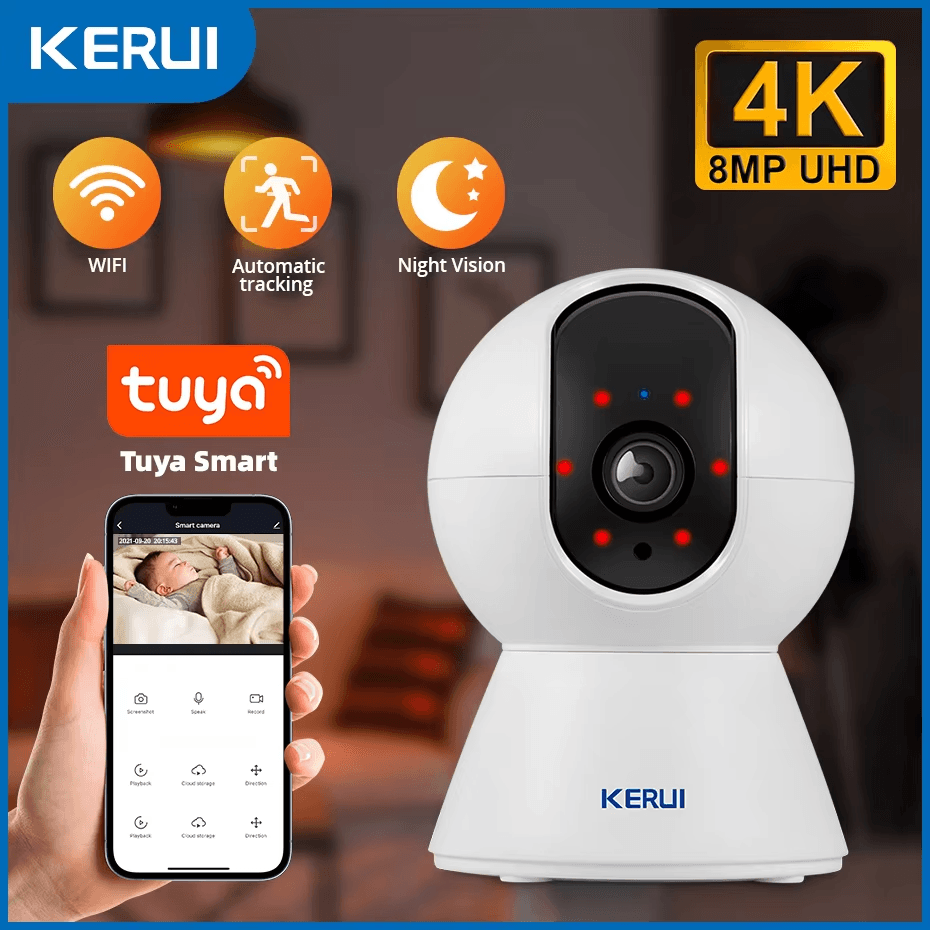 4K WiFi bezpečnostní kamera, bezdrátová, chytrá domácnost, CCTV, AI detekce osob, automatické sledování, 5MP