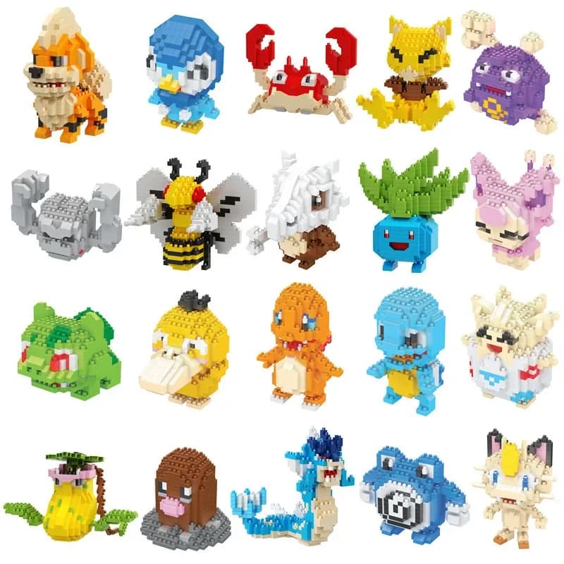 Sada miniaturních stavebních bloků Pokémon - Pikachu, Charizard, Eevee, Mewtwo, akční figurky, dětské hračky