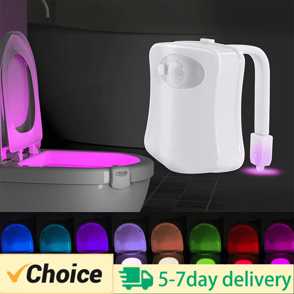 Noční světlo s pohybovým senzorem LED RGB 8 barev, bezdrátové, do koupelny, do toalety