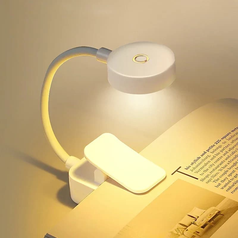 LED čtecí světlo s klipem na knihu, ochrana očí, 3 barevné režimy, noční světlo u postele