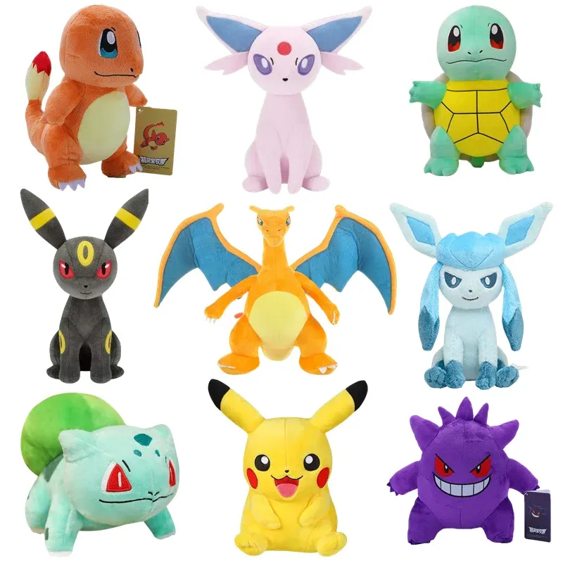 Plyšové hračky Pokémon Měkké plněné panenky Pikachu Charizard Gengar Dárková kolekce pro děti
