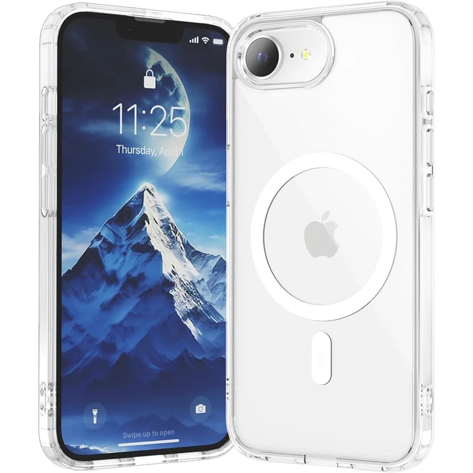 Magnetický kryt MagSafe pro iPhone 16, nárazuvzdorný, z průhledného silikonu, pevný zadní kryt s hybridní ochranou