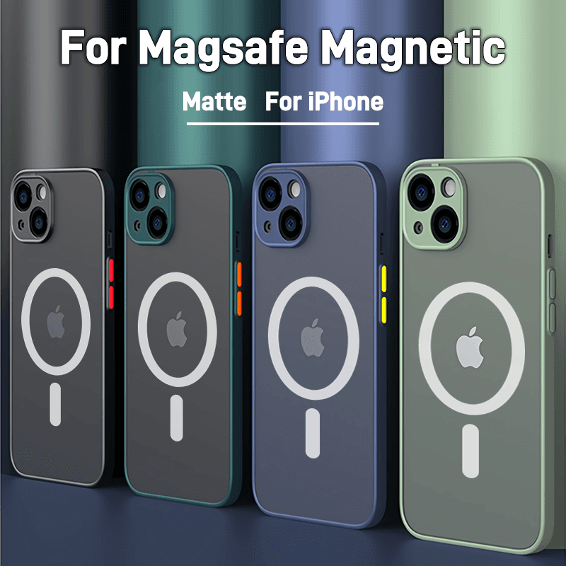 Matný magnetický kryt na telefon pro iPhone 15 14 13 12 11 Pro Max s bezdrátovým nabíjením, kompatibilní s krytem