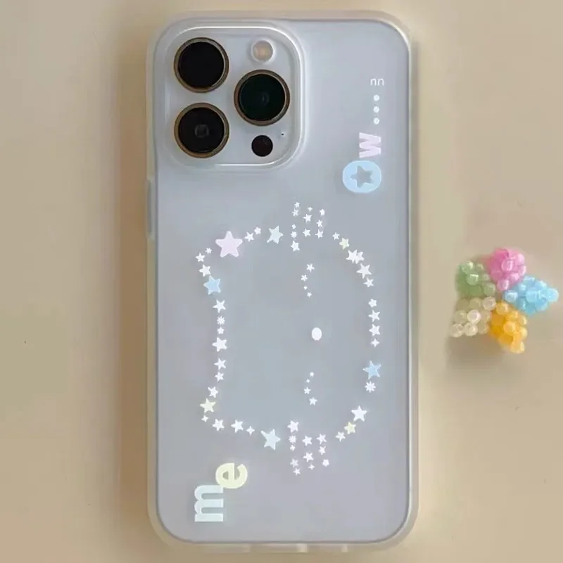 Pouzdro na telefon Kawaii Star pro iPhone 16 15 14 13 12 11 Pro Max XR XS - Ochranný kryt s roztomilým kresleným motivem