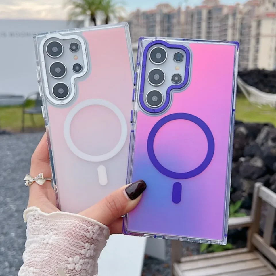 Kovový magnetický kryt na telefon Samsung Galaxy S25 S24 S23 S22 S21 A55 A54 A53 Bezdrátové nabíjení