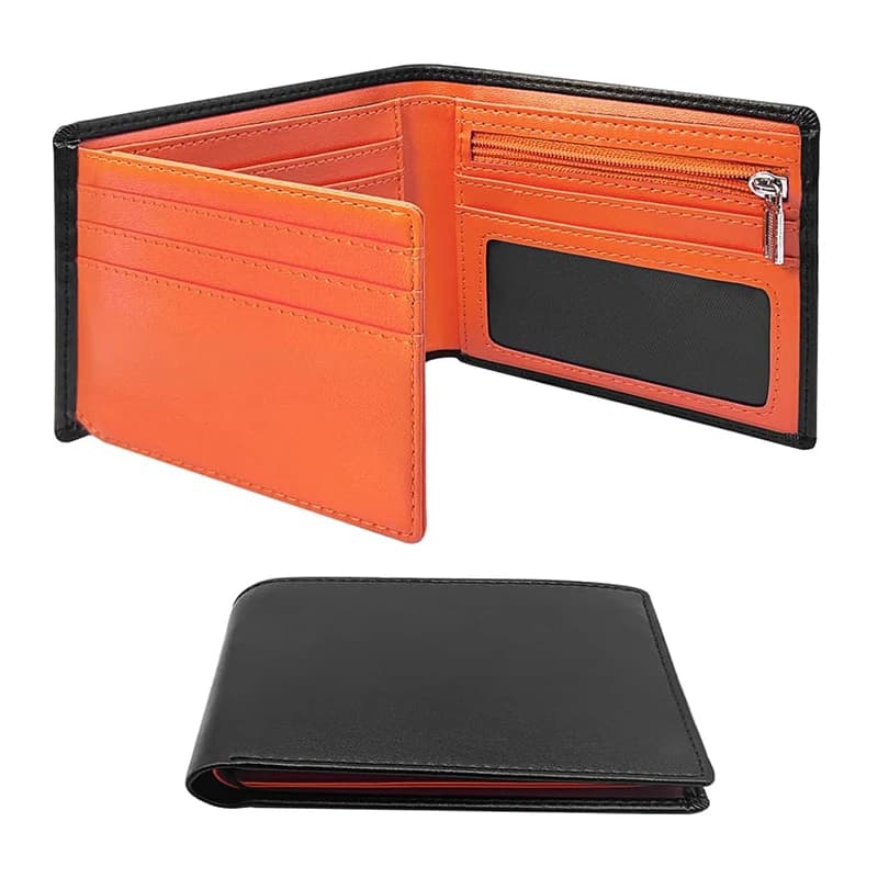 Minimalistická pánská peněženka s RFID blokováním a pouzdrem na kreditní karty s kapsou na zip a mince, tenký design