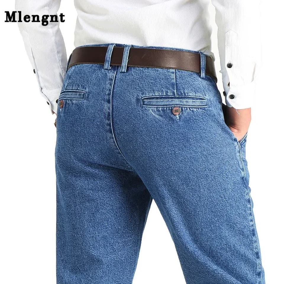 Pánské rovné džíny z bavlny volný střih casual kalhoty denim velikost 28-40