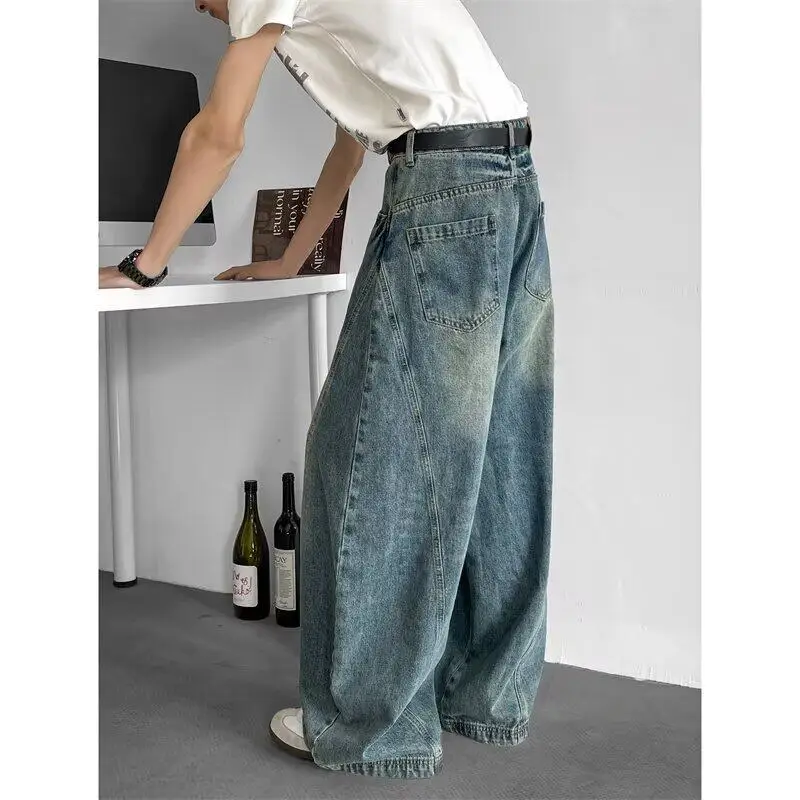 Pánské široké džíny baggy unisex streetwear hip hop tanečné nohavice voľný strih urban