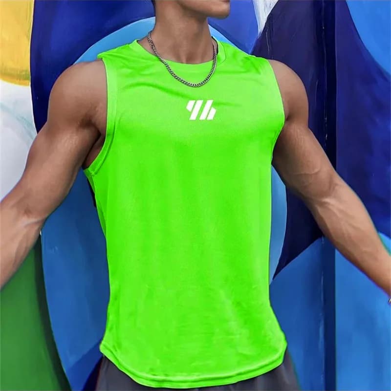 Pánské letní 3D tričko bez rukávů - prodyšné sportovní tílko na běhání a fitness