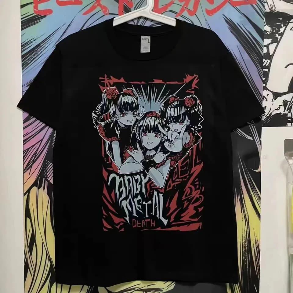 Unisex tričko s rockovým potiskem - krátký rukáv, hip-hop styl, Y2K design pro muže a ženy
