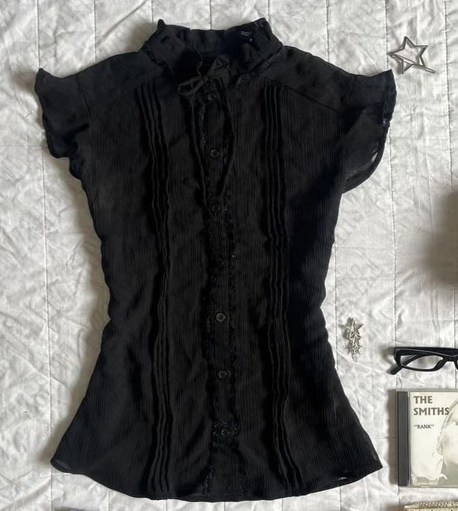 Dámské vintage tričko Y2K retro slim fit casual harajuku estetické módní top