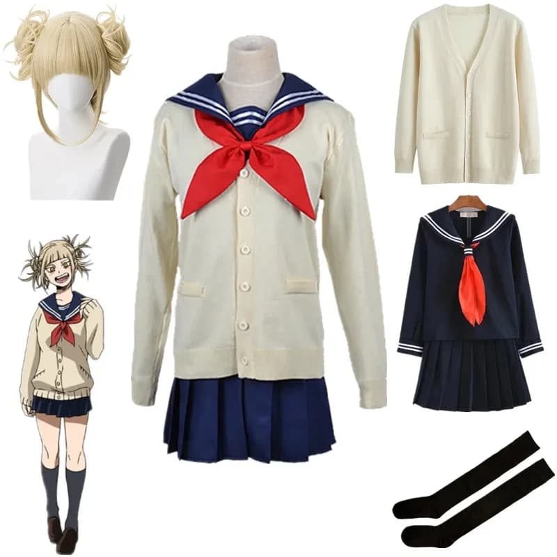 Anime Cosplay Kostým Školní Uniforma s Parukou Halloween Převlek Svetr Kabát JK Styl