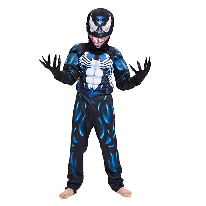 Dětský černý pavoučí kostým superhrdina 3D overal na Halloween cosplay unisex