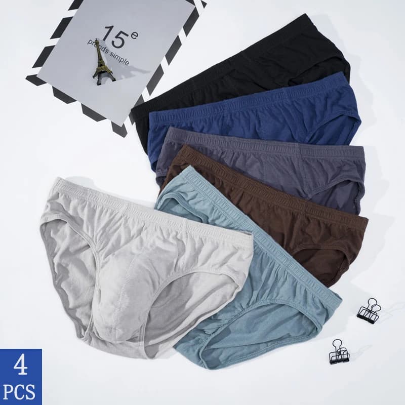 Pánské bavlněné spodní prádlo XL-5XL - pohodlné prodyšné kalhotky, 4 ks balení