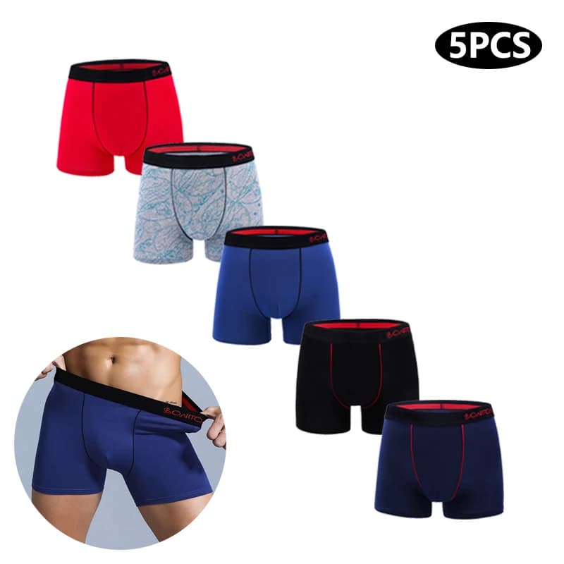 Pánské boxerky sada 5ks prodyšné pohodlné bavlněné spodní prádlo elastické trenýrky M-2XL