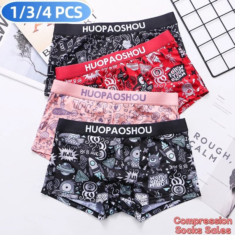 Pánské hedvábné boxerky prodyšné pohodlné módní vtipné slipy S-3XL