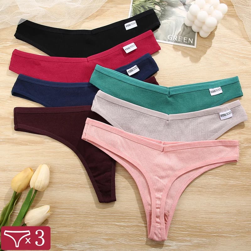 Dámské bavlněné kalhotky 3v1 set - pohodlné, prodyšné, sexy spodní prádlo S-XL