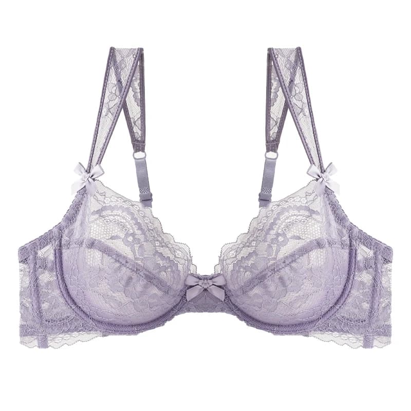 Dámská průsvitná krajková podprsenka push up s ozdobnou mašlí a kosticí