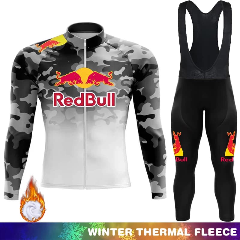 Zimní cyklistický dres pánský tepelný fleece sada na kolo MTB silniční cyklistika