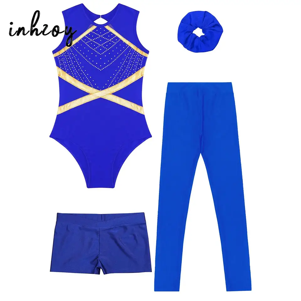 Dívčí taneční set - baletní body, kraťasy, legíny a čelenka pro sportovní gymnastiku