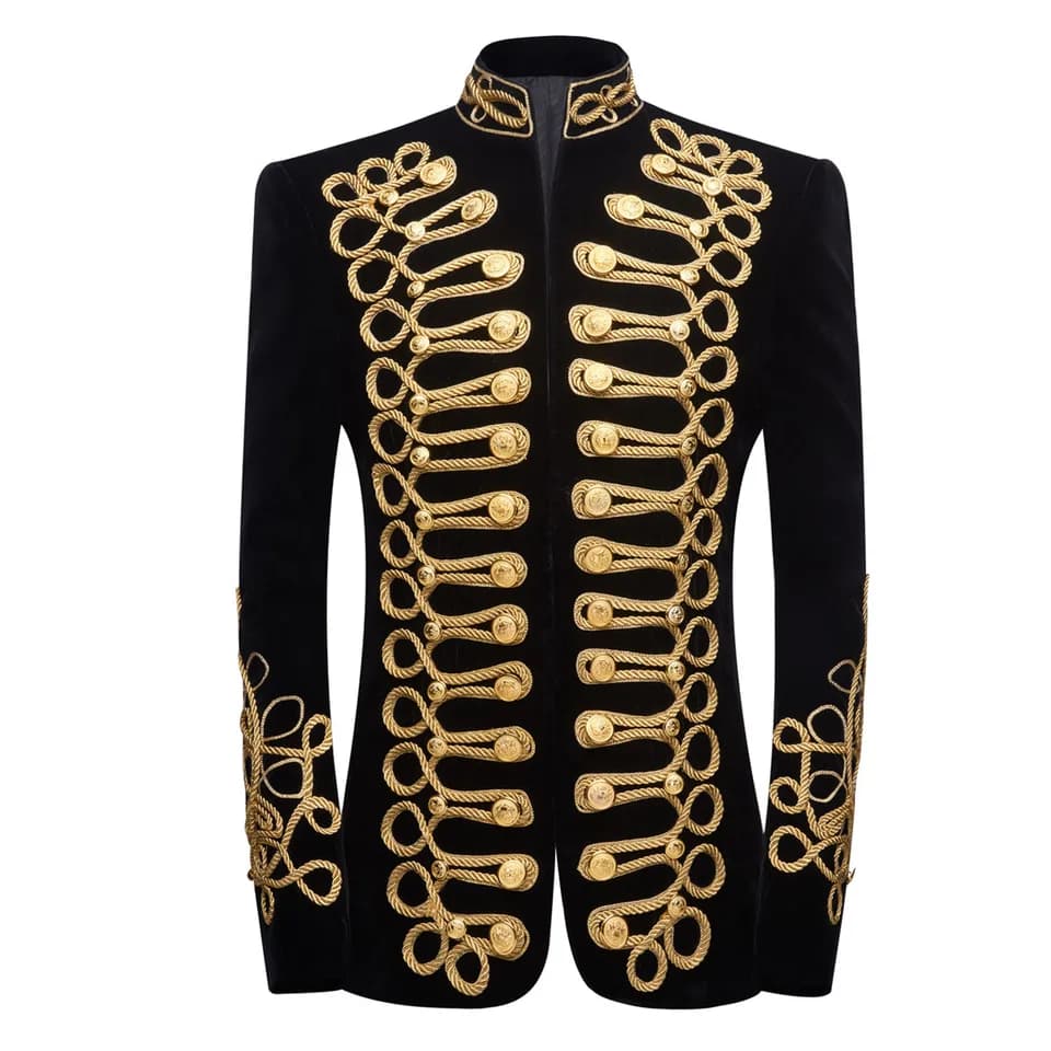 Pánský sametový oblek blazer elegantní společenský retro střih slim fit černý
