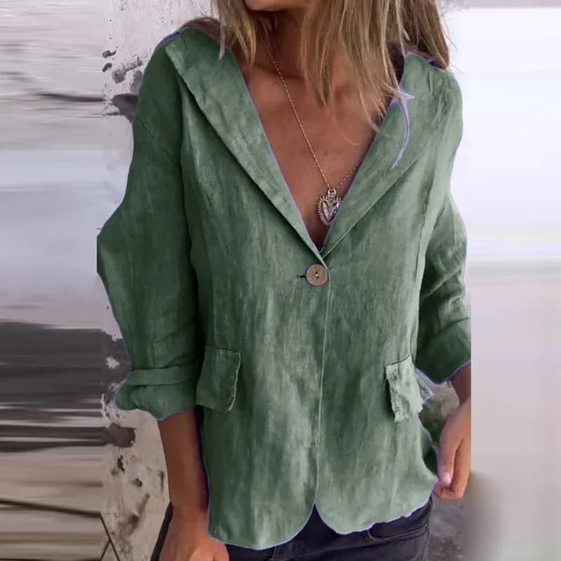Dámská bavlněná lněná košile - elegantní volný střih, jarní/podzimní kardigan s knoflíky