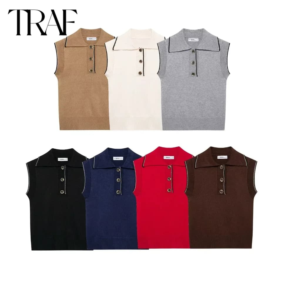 Dámská pletená vesta módní styl 2024 * elegantní svetr bez rukávů * vrstvené oblečení