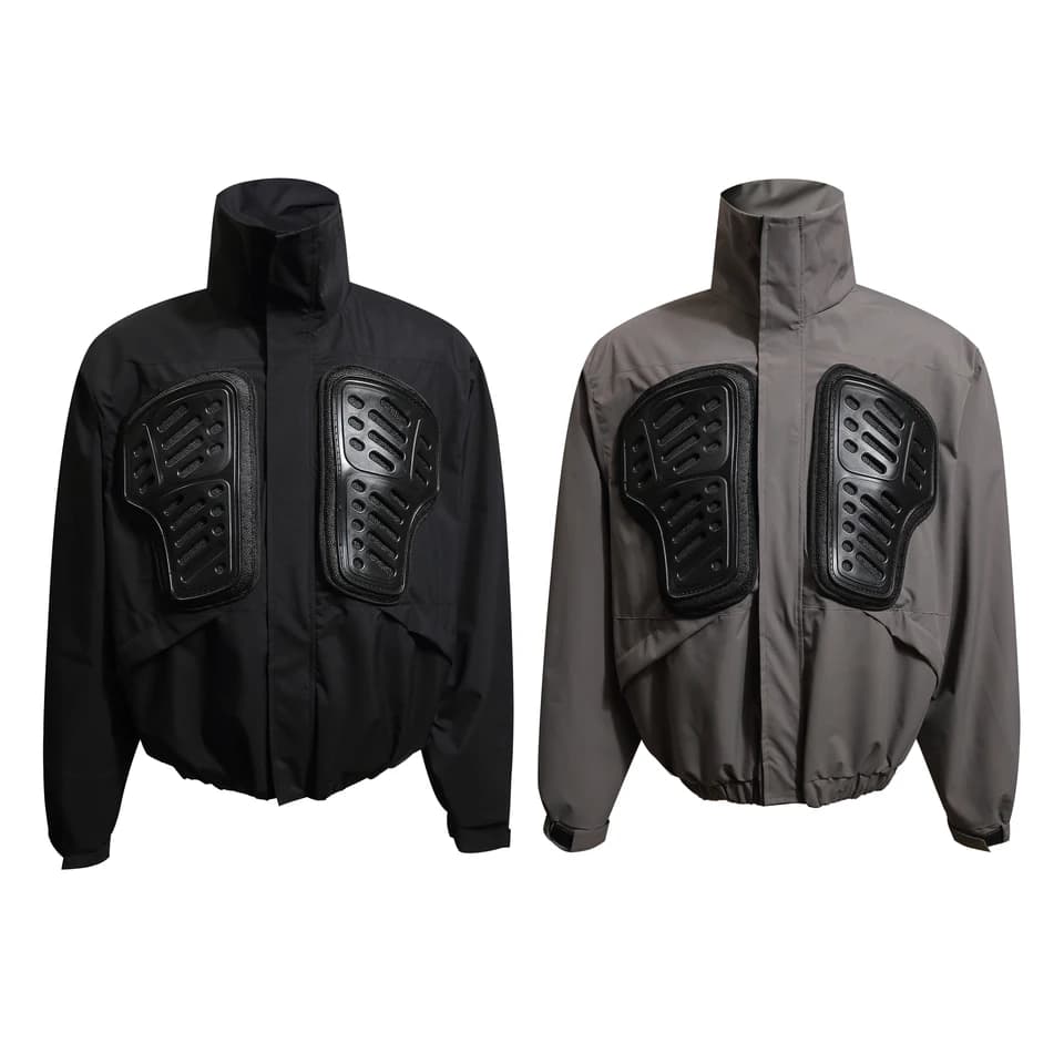 Černá motorkářská bunda unisex – stylový retro design s ochranným prvkem pro jaro a podzim