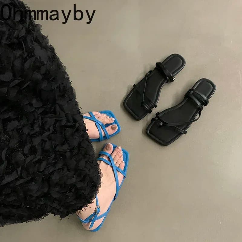 Dámské letní plážové sandály otevřená špička úzký pás pohodlná měkká podrážka