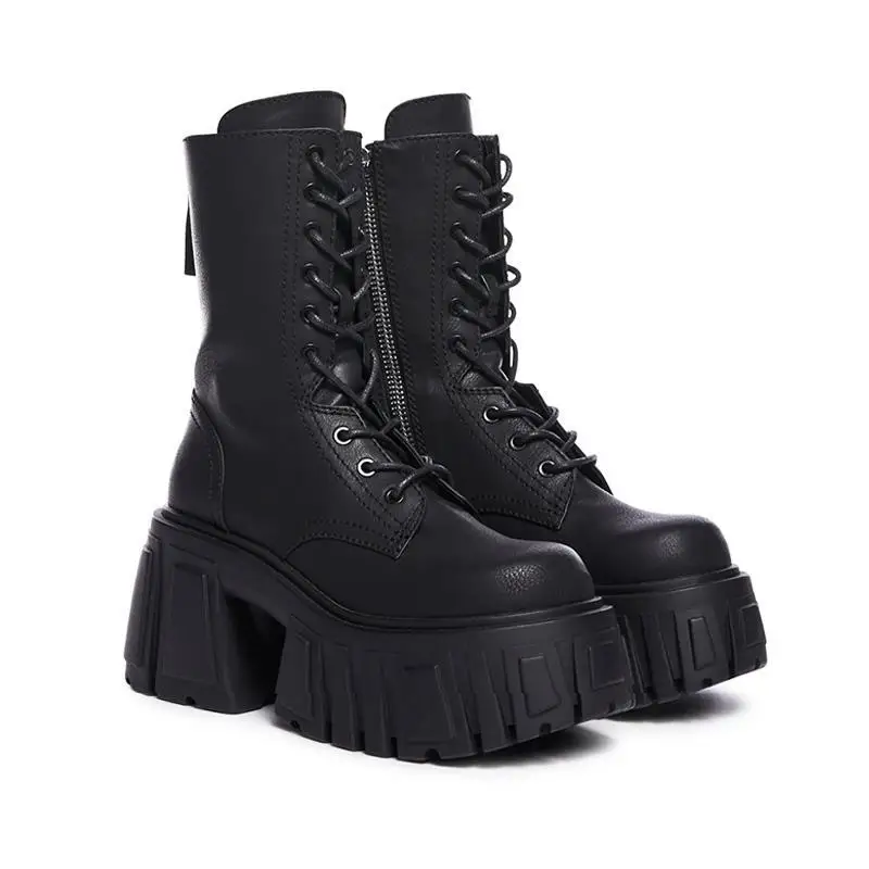 Damske nadkolenne boty s 10 cm platformou punk styl