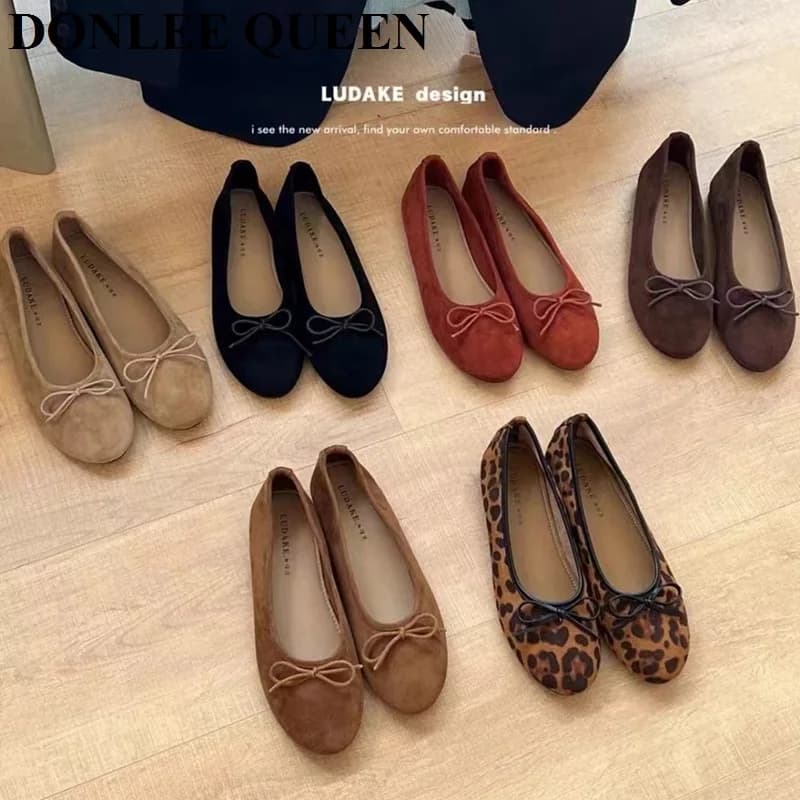 Dámské leopardí baleríny ploché boty Slip-On kulatá špička 2025