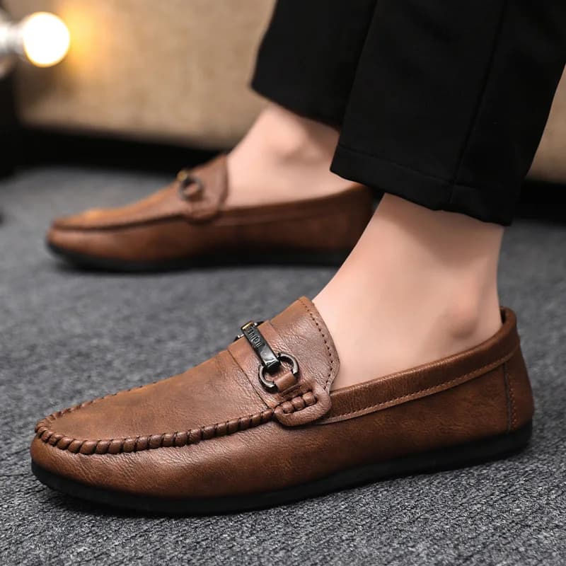 Pánské kožené slip on boty prodyšné lehké mokasíny casual i formální