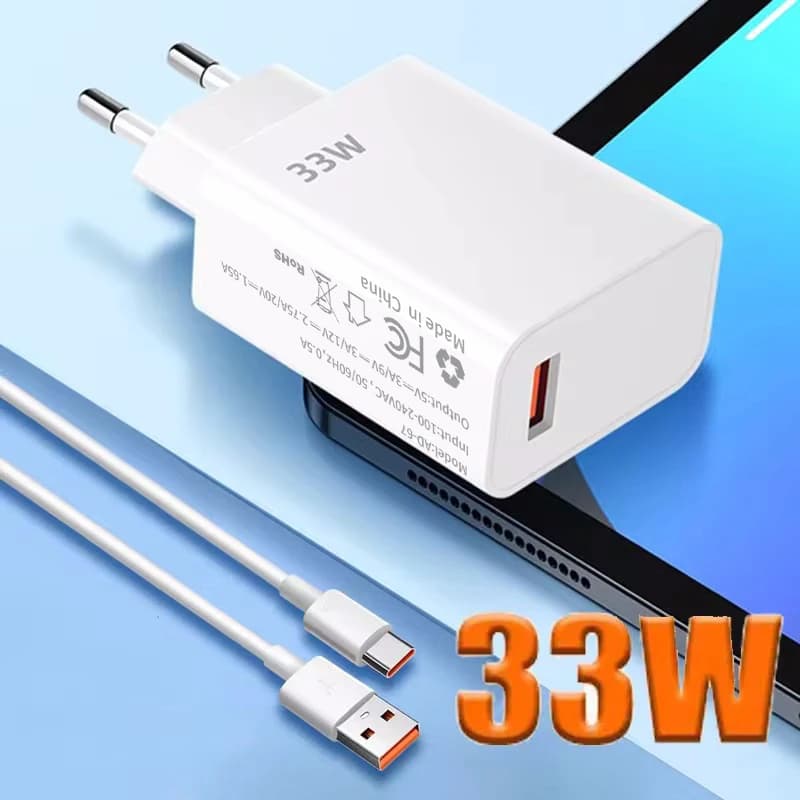 33W USB rychlonabíječka QC 3.0 pro Xiaomi 14/13/12/11/10 Ultra Redmi Note 12T/13 Pro/K60/K50 POCO F5 EU/US napájecí adaptér